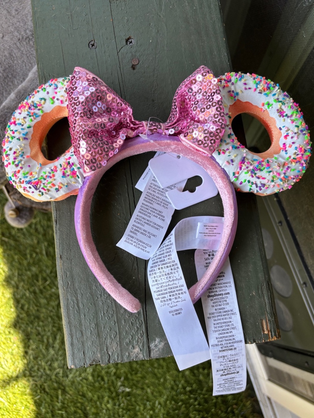 Pink Sequin Bow Donut Ears Headband
